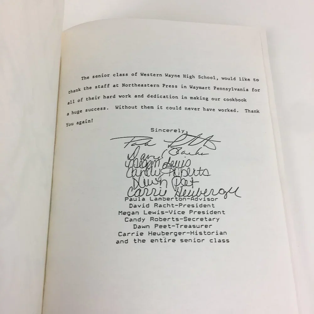 Rare Western Wayne High School Class 1994 Cooks Cookbook Paperback‎ Pennsylvania